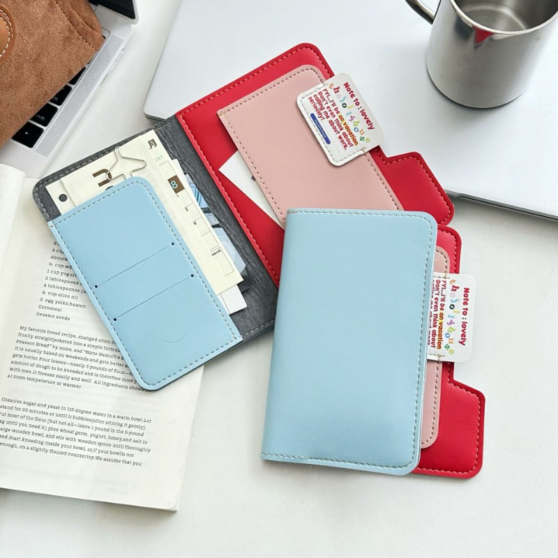 Index Card Holder - Ins Color Block Passport Holder Multi-Function
