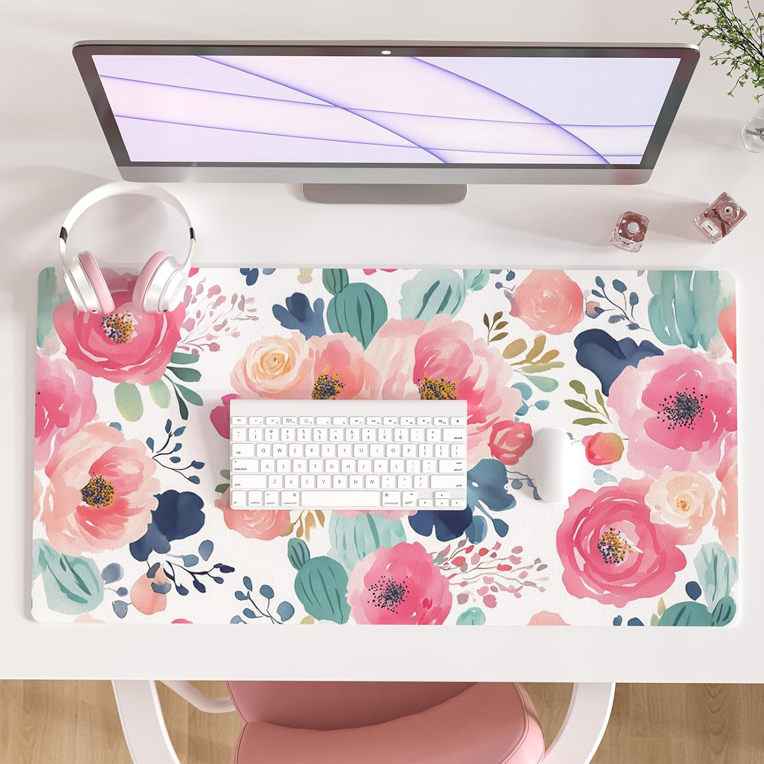 Large Mouse Pad Pink Floral De - đánh giá và giá Leather Desk Pad