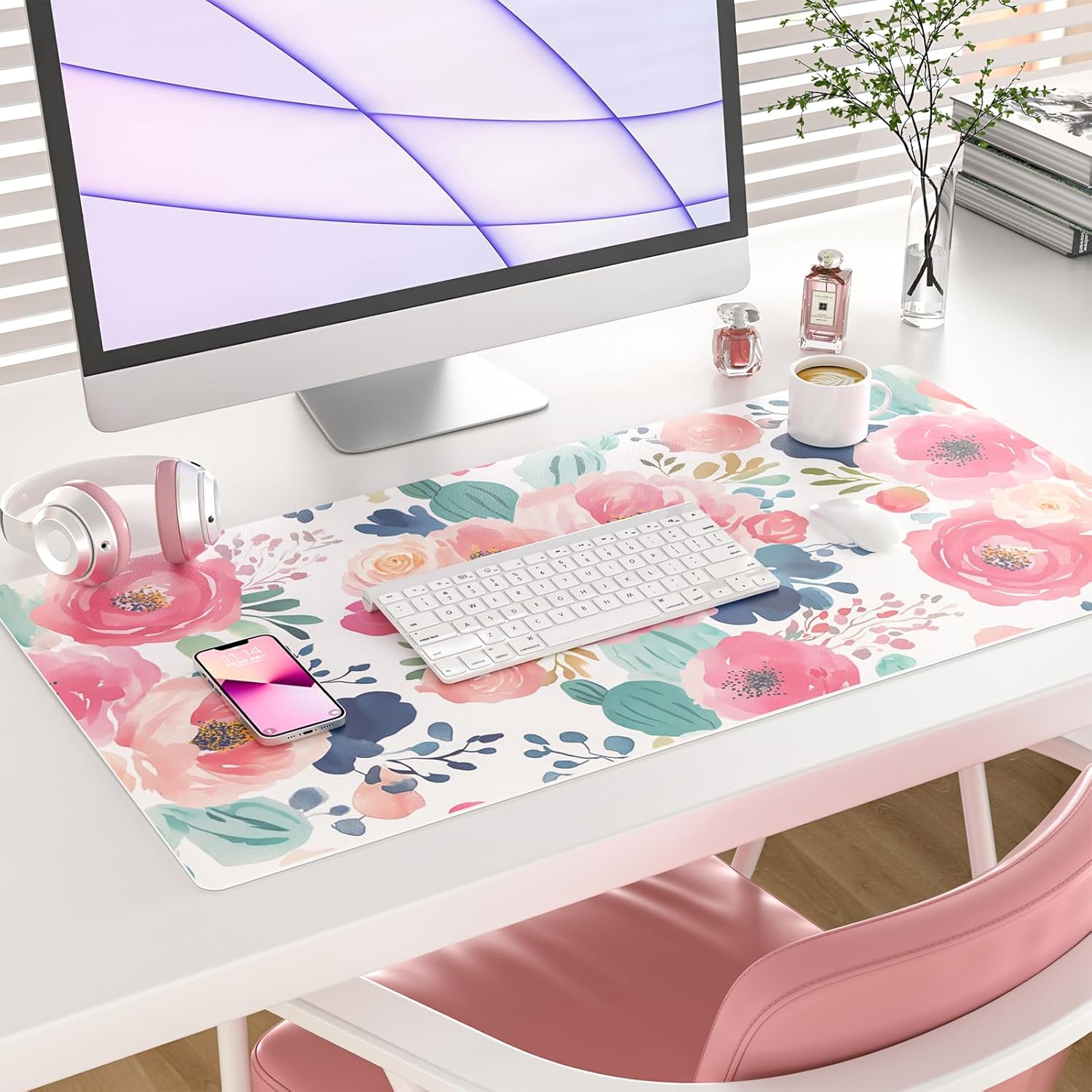 Large Mouse Pad Pink Floral De - đánh giá và giá Leather Desk Pad