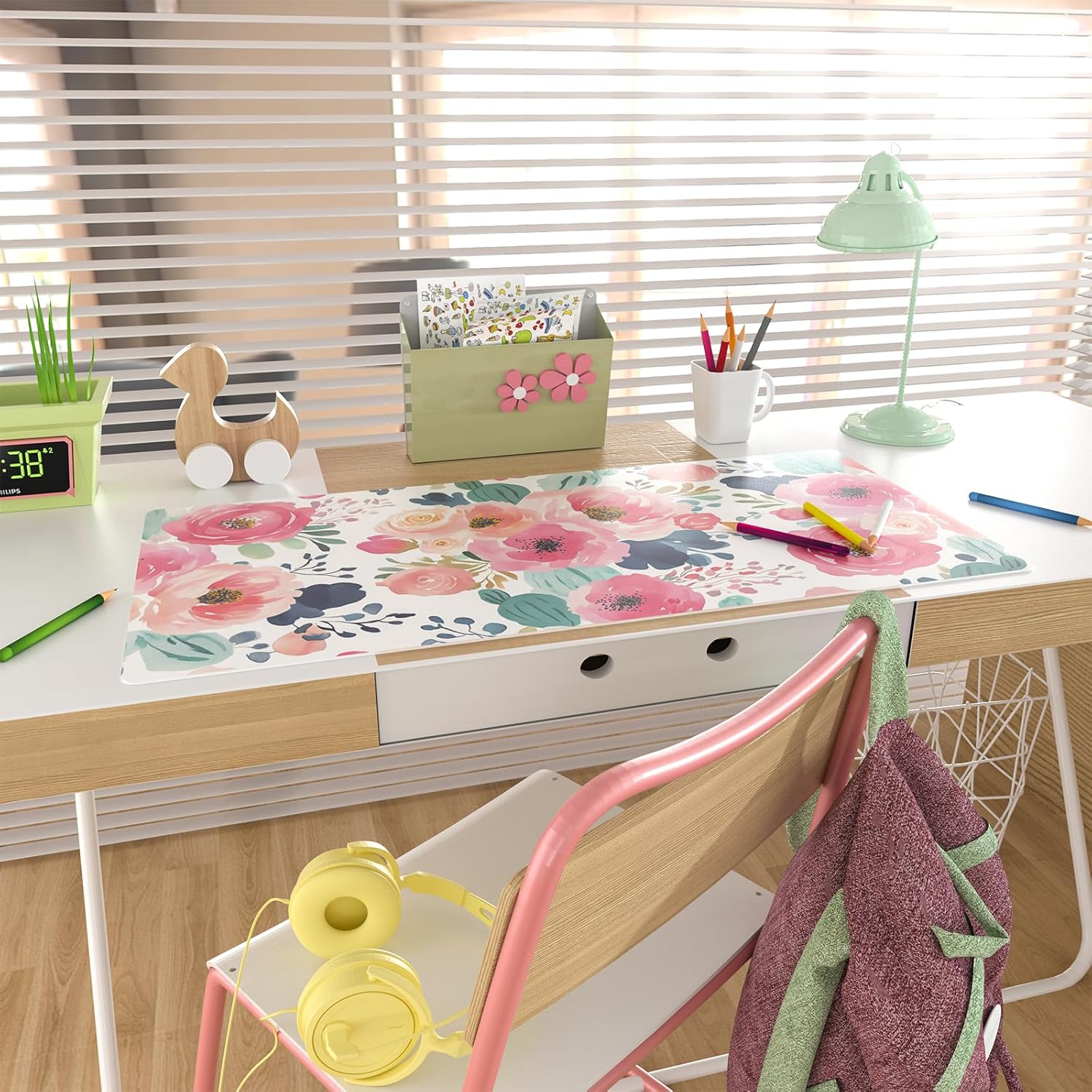 Large Mouse Pad Pink Floral De - đánh giá và giá Leather Desk Pad
